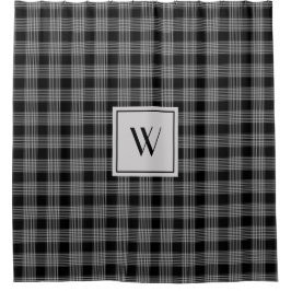 Modern zwart-wit monogram douchegordijn