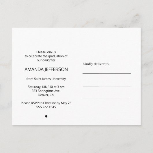Modern zwart-wit monogram foto afstuderen aankondigingskaart (Achterkant)