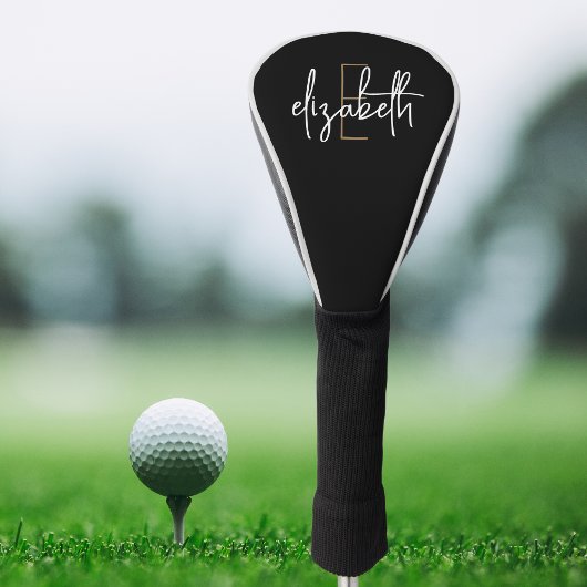Modern zwart-wit monogram golfheadcover