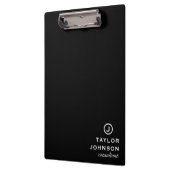 Modern zwart-wit monogram Initiaal Klembord (Links)