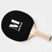 Modern Zwart-wit Monogram Initiaal Naam Tafeltennisbatje (Zijkant)