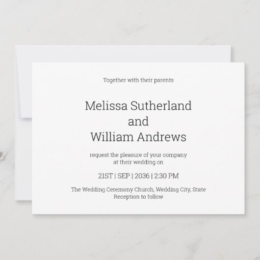 Modern zwart-wit monogram Initialen bruiloft Kaart (Voorkant)