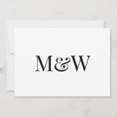 Modern zwart-wit monogram Initialen bruiloft Kaart (Achterkant)