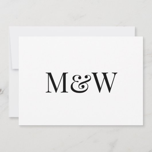 Modern zwart-wit monogram Initialen bruiloft Kaart (Achterkant)