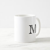 Modern zwart-wit monogram koffiemok (Voorkant rechts)