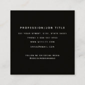 Modern zwart wit monogram kraft vierkante visitekaartje (Achterkant)