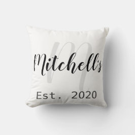 Modern zwart-wit monogram kussen