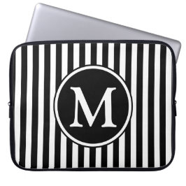 Modern zwart-wit monogram laptop sleeve