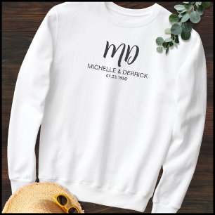 Modern zwart-wit monogram man & vrouw naam trui