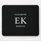 Modern zwart-wit monogram muismat (Voorkant)