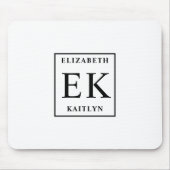 Modern zwart-wit monogram muismat (Voorkant)