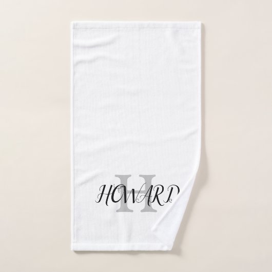 Modern zwart-wit monogram naam pasgetrouwden badha bad handdoek (Handdoek)