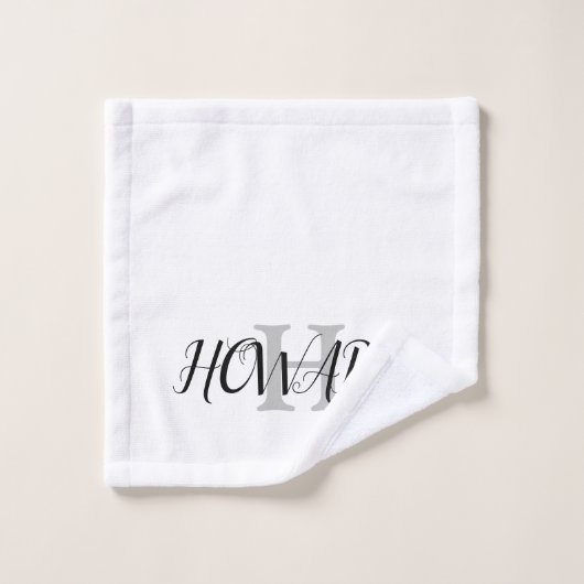 Modern zwart-wit monogram naam pasgetrouwden badha bad handdoek (Wasdoekje)