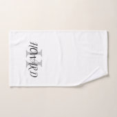 Modern zwart-wit monogram naam pasgetrouwden badha bad handdoek (Handdoek)