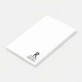 Modern zwart-wit monogram notitie ontwerp post-it® notes (Schuin)