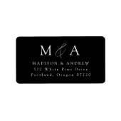 Modern zwart-wit monogram retouradres etiket (Voorkant)