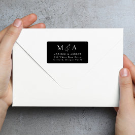 Modern zwart-wit monogram retouradres etiket