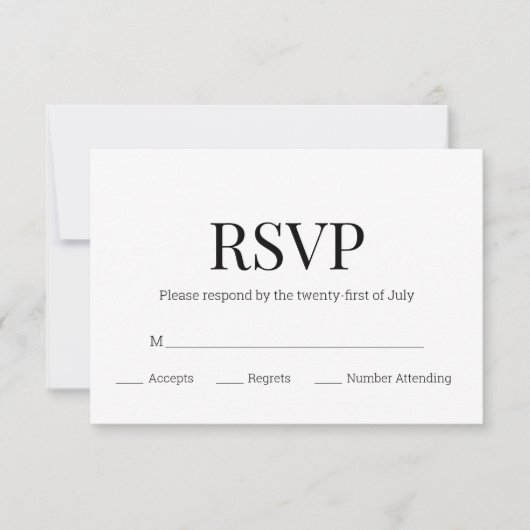 Modern Zwart Wit Monogram RSVP (Voorkant)
