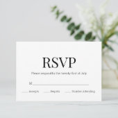 Modern Zwart Wit Monogram RSVP (Staand voorkant)