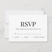 Modern Zwart Wit Monogram RSVP Kaartje (Voorkant)