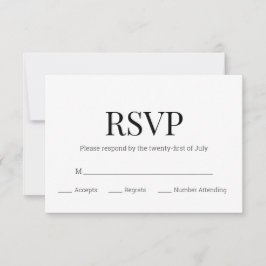 Modern Zwart Wit Monogram RSVP Kaartje