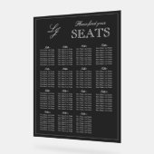 Modern zwart-wit monogram Script Trouwstoel Acryl Bord (Hoek)