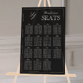 Modern zwart-wit monogram Script Trouwstoel Acryl Bord