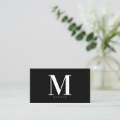 Modern Zwart Wit Monogram Social Media Iconen Visitekaartje (Staand voorkant)