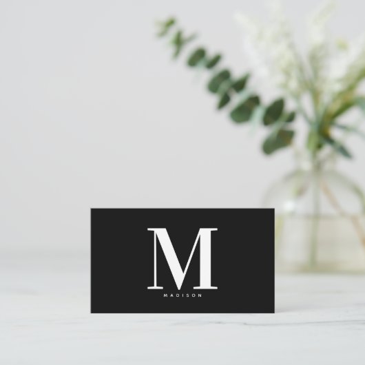 Modern Zwart Wit Monogram Social Media Iconen Visitekaartje (Staand voorkant)