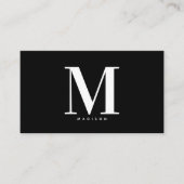 Modern Zwart Wit Monogram Social Media Iconen Visitekaartje (Voorkant)