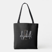 Modern zwart-wit monogram tote bag (Achterkant)