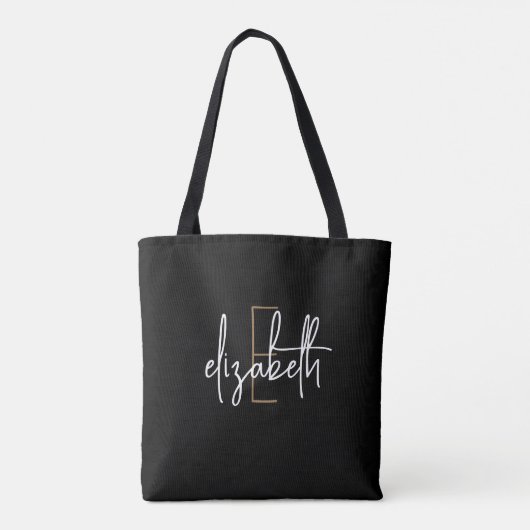 Modern zwart-wit monogram tote bag (Achterkant)