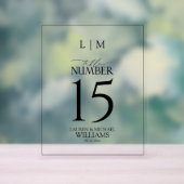 Modern zwart-wit monogram Trouwtafelnummer Acryl Bord (Neutraal)