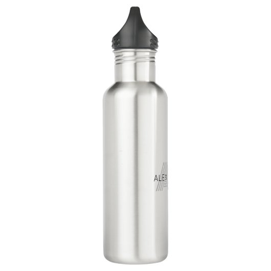 Modern zwart-wit monogram waterfles  (Links)