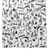 Modern zwart-wit Muzieknoten Patroon Douchegordijn (Voorkant)