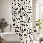 Modern zwart-wit Muzieknoten Patroon Douchegordijn
