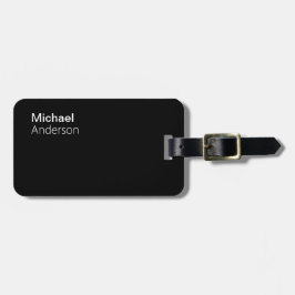 Modern zwart-wit naam adres Bagagelabel