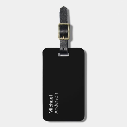 Modern zwart-wit naam adres Bagagelabel (Voorkant verticaal)