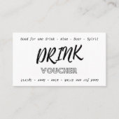 Modern Zwart Wit Naam Datum Bruiloft Drink Voucher Visitekaartje (Voorkant)