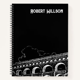 Modern Zwart & Wit Naam Spiral Notitieboek