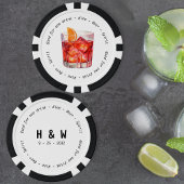 Modern Zwart Wit Negroni Drink Voucher Bruiloft Poker Chips