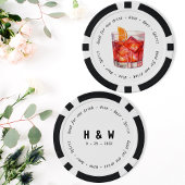 Modern Zwart Wit Negroni Drink Voucher Bruiloft Poker Chips