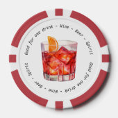 Modern Zwart Wit Negroni Drink Voucher Bruiloft Poker Chips (Voorkant)