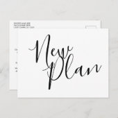 Modern zwart-wit nieuw plan uitgesteld evenement briefkaart (Voorkant / Achterkant)