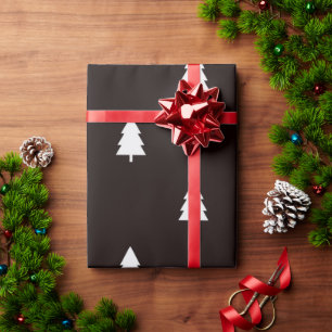 Modern Zwart Wit Nordic Christmas Tree Patroon Cadeaupapier