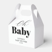 Modern Zwart Wit OH Baby shower Bedankdoosjes (Achterkant)