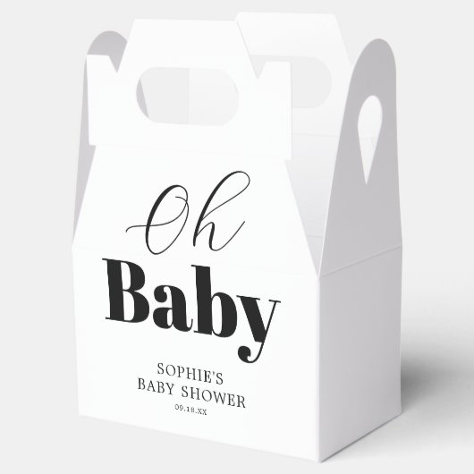 Modern Zwart Wit OH Baby shower Bedankdoosjes (Geopend)