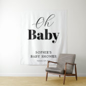 Modern Zwart Wit OH Baby shower Wandkleed (In situ)