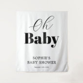 Modern Zwart Wit OH Baby shower Wandkleed (Voorkant)