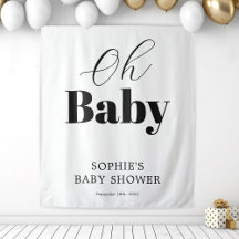 Modern Zwart Wit OH Baby shower